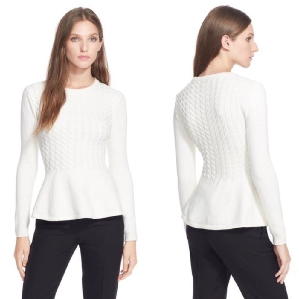 Ted Baker Merida Peplum Cable Knit Sweater